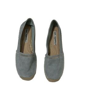 Karl Lagerfeld Alaine Sage Blue Suede Espadrille Loafers Slip On Size 7.5